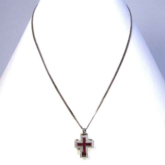 ネックレス クロスモチーフ（ルビーダイヤ） K18WG トップW22.5*H36mm