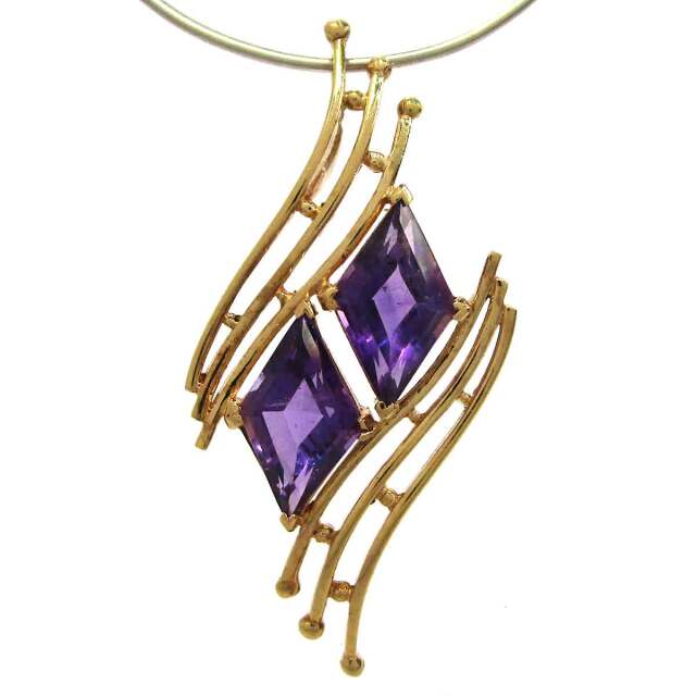 レディースペンダント アメジスト K18 W16*H33.5mm(穴2*3mm